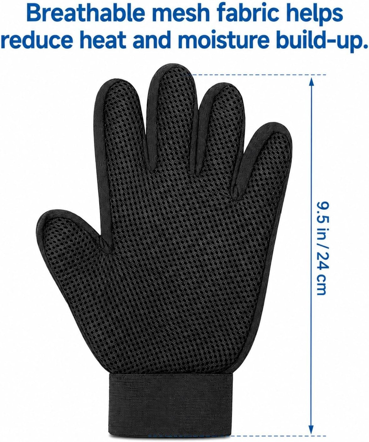 Pet Hair Removal Glove for Dogs & Cats, 2-Pack Blue