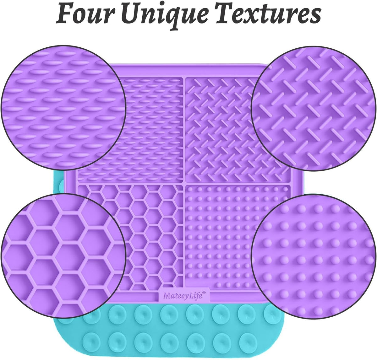 2PCS Large Lick Mat for Dogs and Cats, Licking Mats for Dog Anxiety Relief, Cat Peanut Butter Lick Pad for Boredom Reducer, Dog Treat Mat Perfect for Bathing Grooming Purple&Light Blue