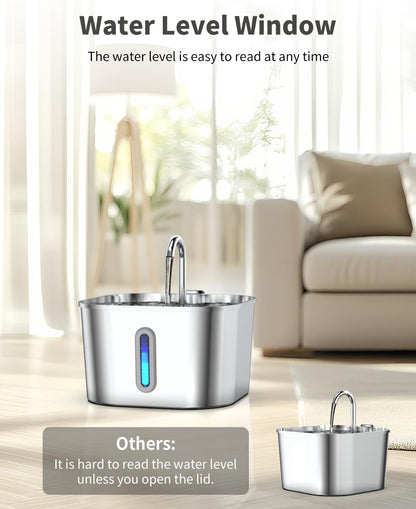 Cat Water Fountain Stainless Steel, 74Oz/2.2L Pet Fountain