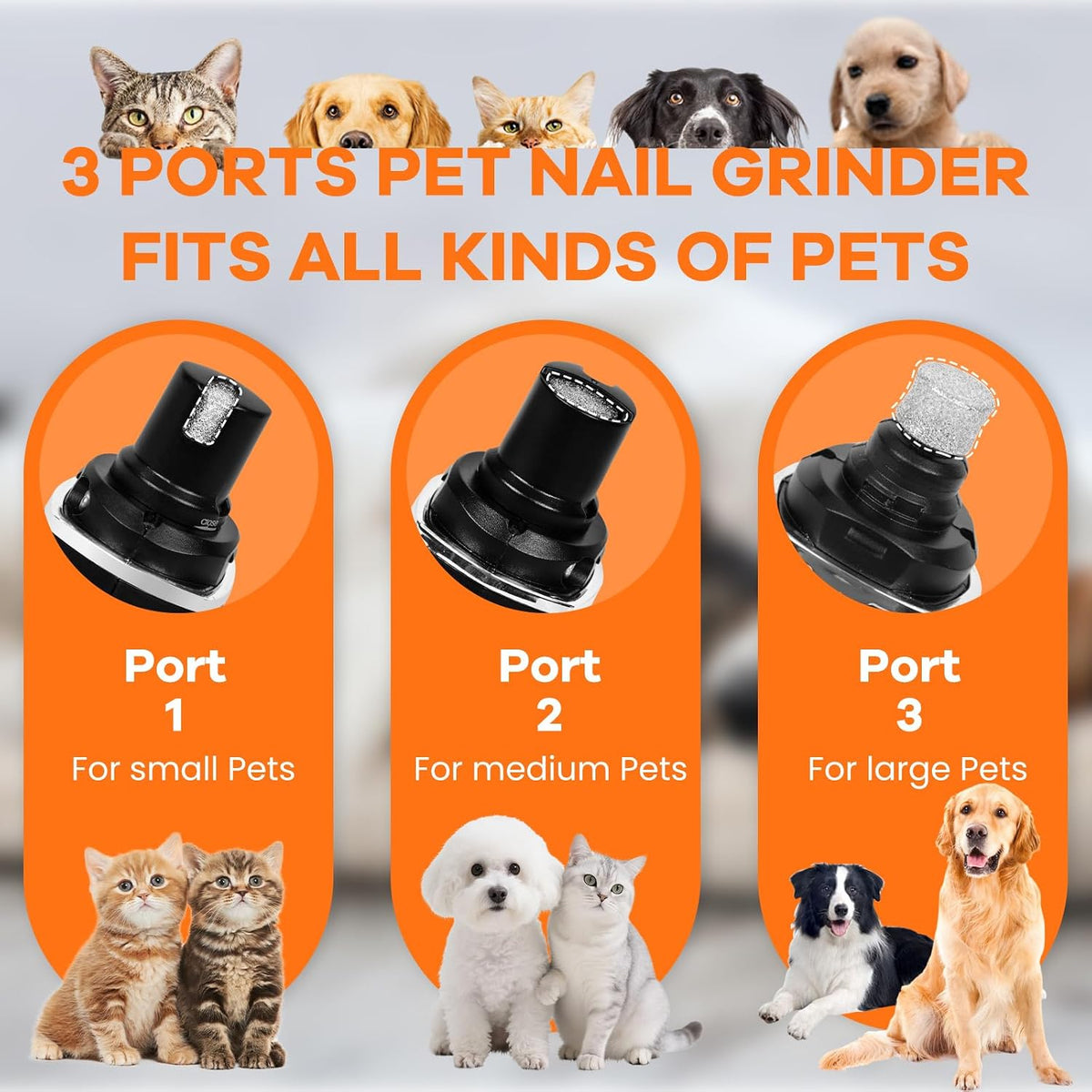 Rechargeable Pet Nail Grinder for Dogs Cats, Electric Dog Nail Trimmer