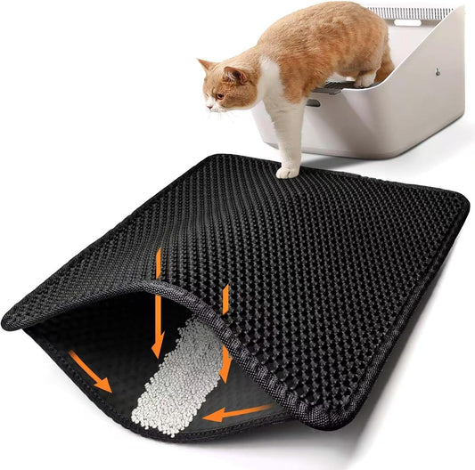 Cat Litter Trapping Mat - honeycomb double layer litter mat for cats
