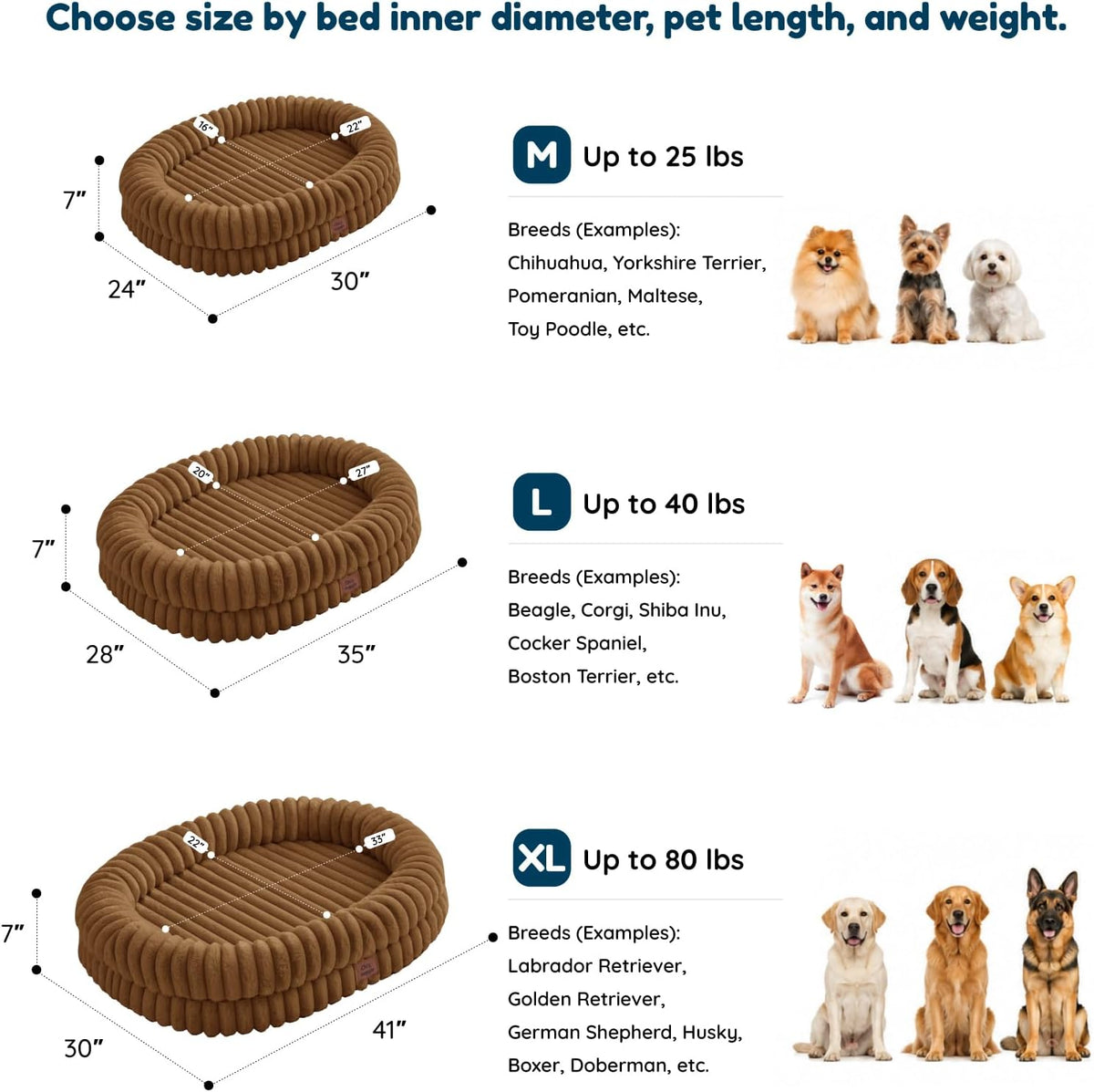 Orthopedic Dog Bed, Washable Cover, Faux Fur Bolster Pet Couch