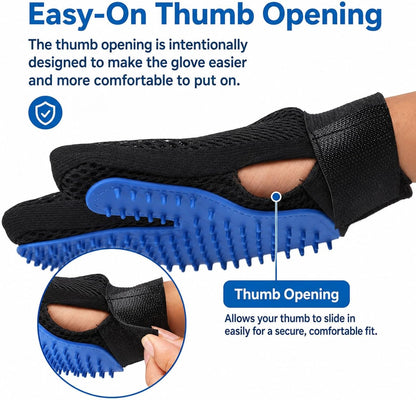 Pet Hair Removal Glove for Dogs & Cats, 2-Pack Blue