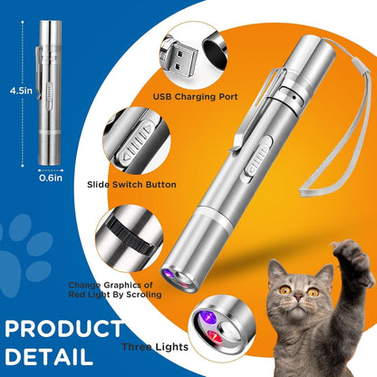 3-In-1Interactive AI Smart Play Cat Toy – Automatic Laser & Feather Toy for Indoor Cats, Keeps Cats Busy When Home Alone