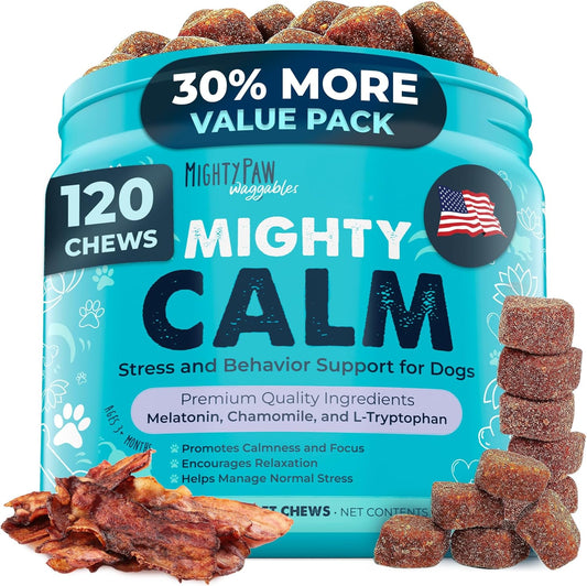 Calming Chews for Dogs with Melatonin, Waggables, 120 Count
