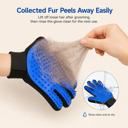 Pet Hair Removal Glove for Dogs & Cats, 2-Pack Blue