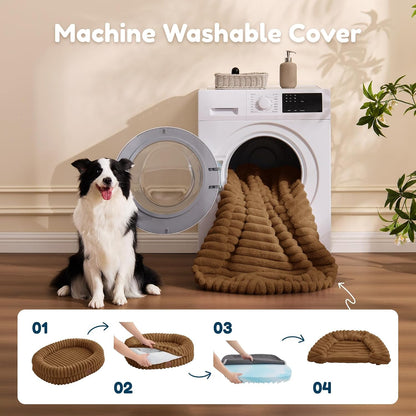 Orthopedic Dog Bed, Washable Cover, Faux Fur Bolster Pet Couch