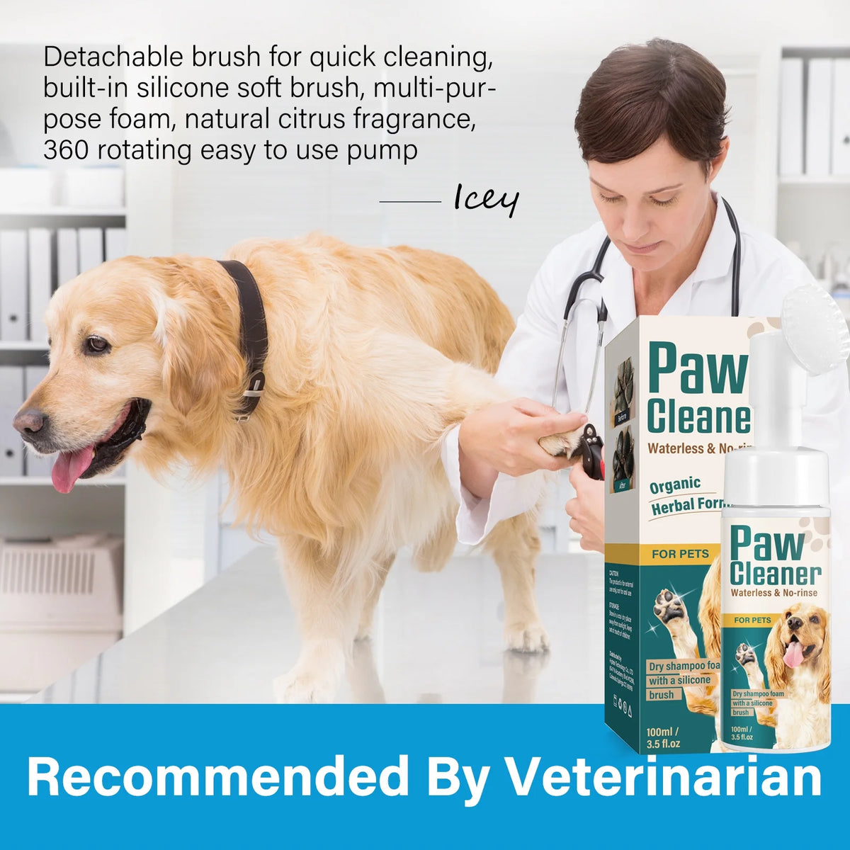 Dog Paw Cleaner, Waterless Paw Cleaner for Dogs with Detachable Brush Head, No-Rinse Natural Dog Paw Washer, Portable Pet Paw Cleaner, Effective Cleaning for Dog and Cat Paw