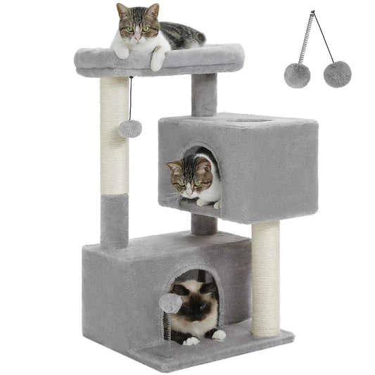 Cat Tree for Large Cats – indoor cat tower with 2 condos and top perch