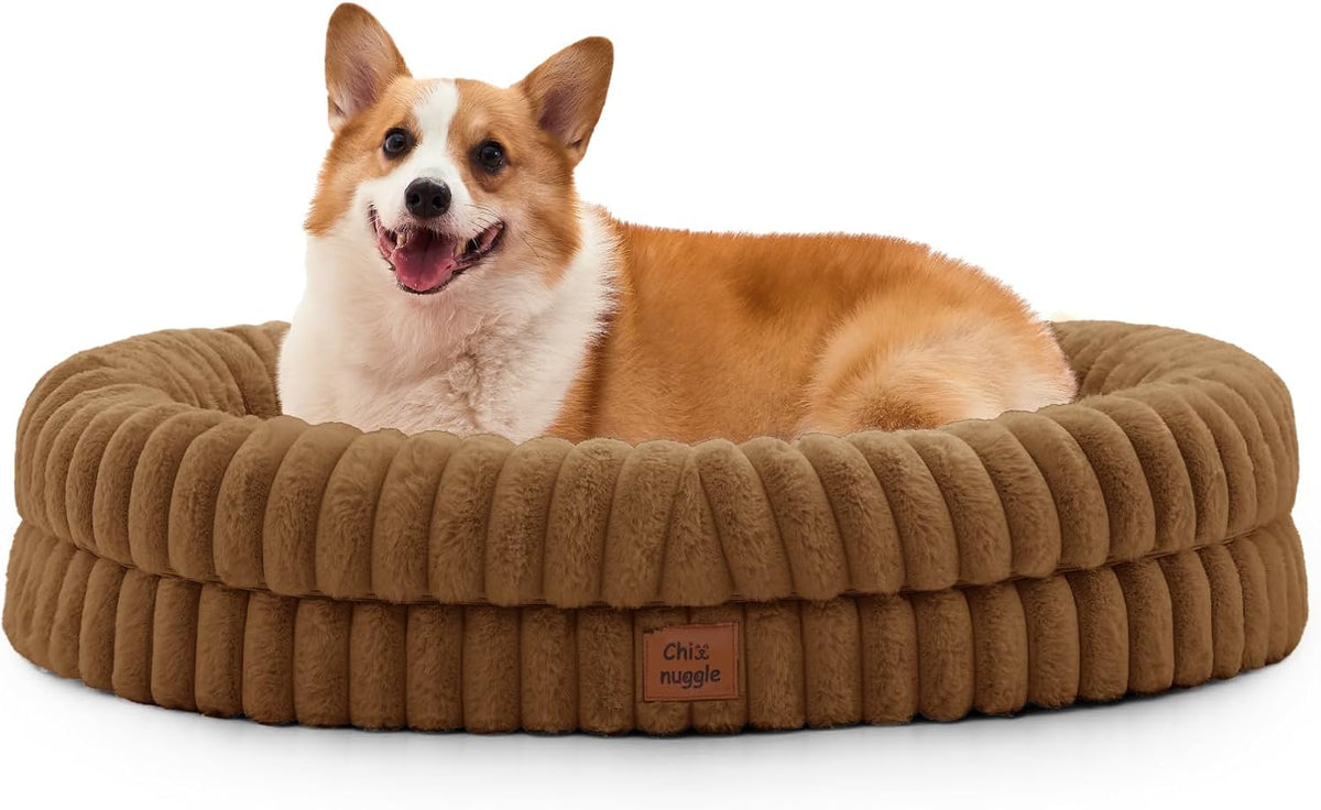 Orthopedic Dog Bed, Washable Cover, Faux Fur Bolster Pet Couch