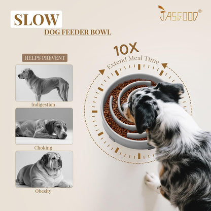 Slow Feeder Dog Bowl - Anti-Gulping, Prevents Bloat & Choking, Healthy Design for Large & Medium Dogs