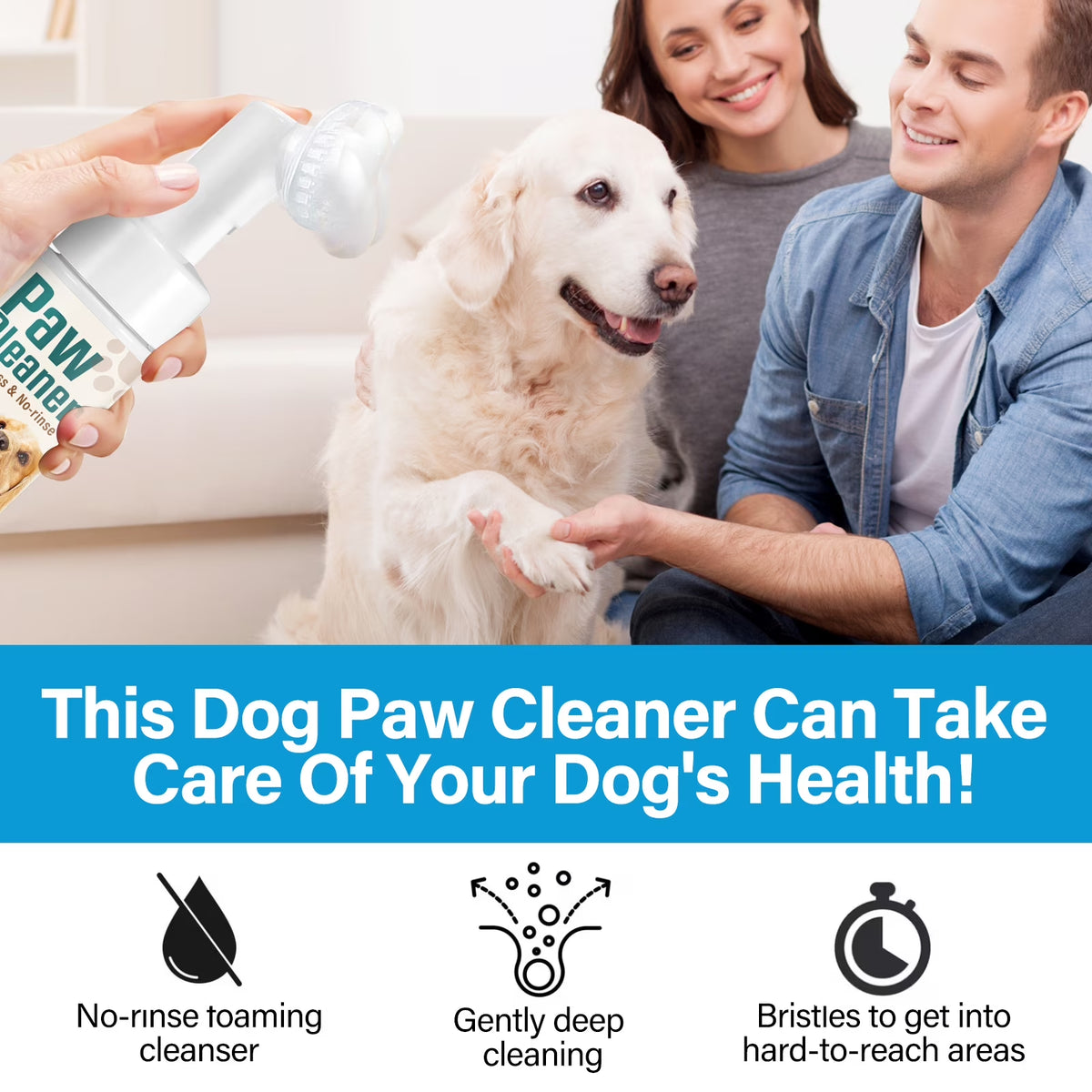 Dog Paw Cleaner, Waterless Paw Cleaner for Dogs with Detachable Brush Head, No-Rinse Natural Dog Paw Washer, Portable Pet Paw Cleaner, Effective Cleaning for Dog and Cat Paw
