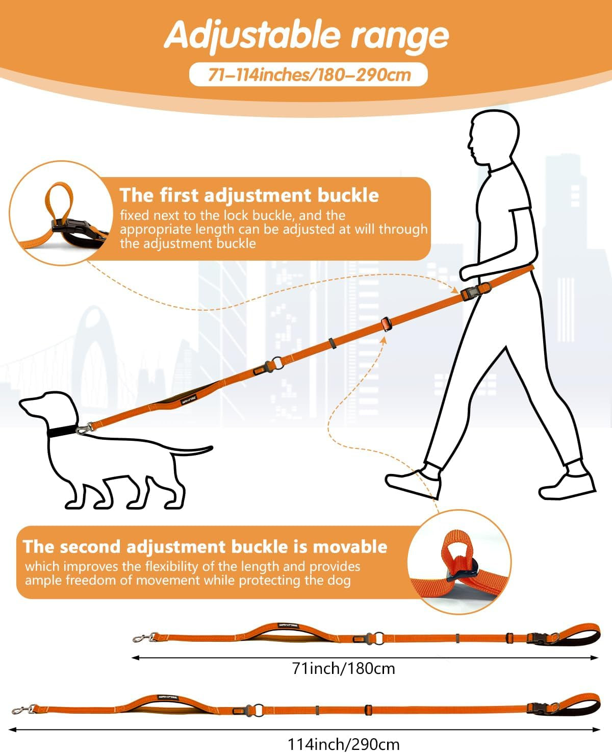 Hands Free Dog Leash, Multifunctional Crossbody Dog Leash