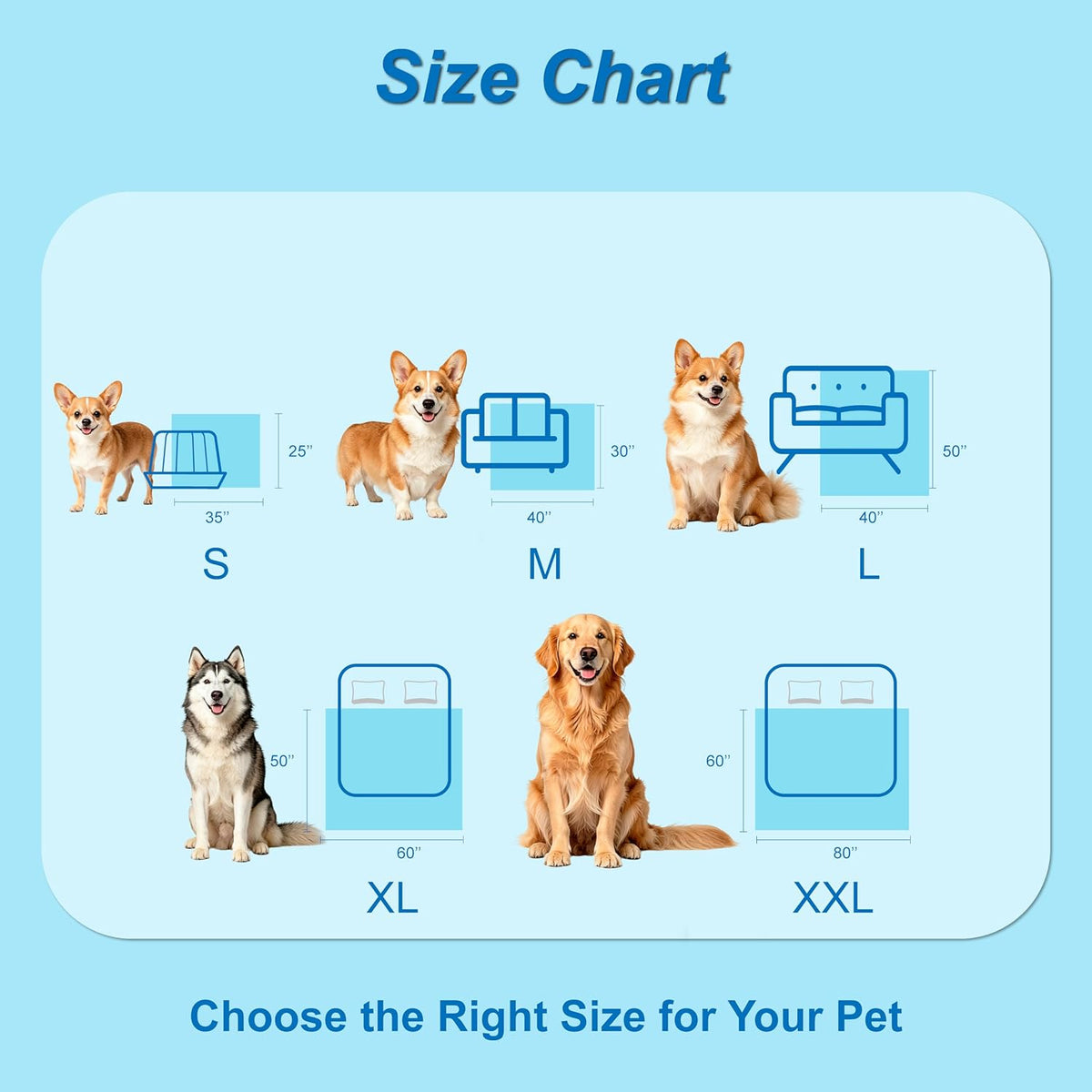 Pet Cooling Mat for Dogs Cats, Dog Self Cooling Pad Blanket