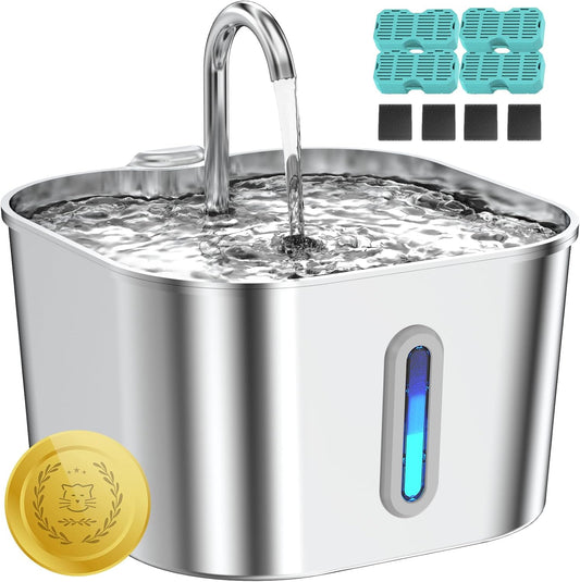 Cat Water Fountain Stainless Steel, 74Oz/2.2L Pet Fountain